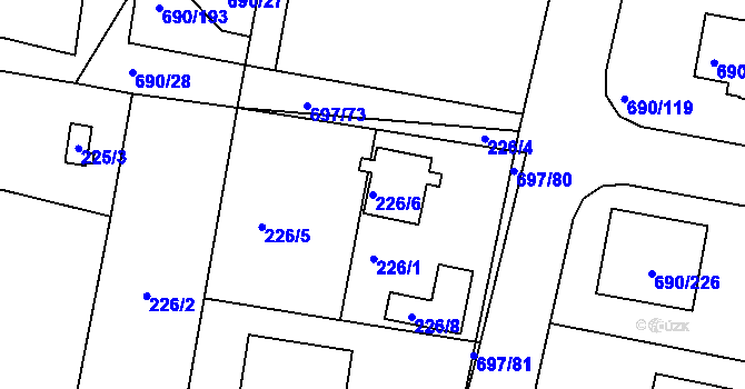 Parcela st. 226/6 v KÚ Horní Planá, Katastrální mapa