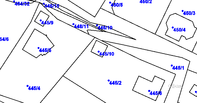 Parcela st. 445/10 v KÚ Horní Planá, Katastrální mapa