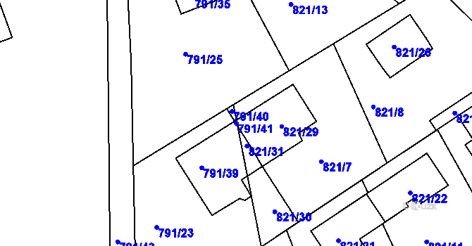 Parcela st. 791/41 v KÚ Horní Planá, Katastrální mapa
