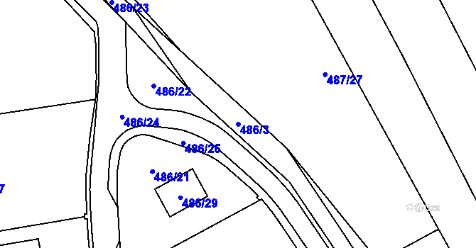 Parcela st. 486/3 v KÚ Horní Planá, Katastrální mapa