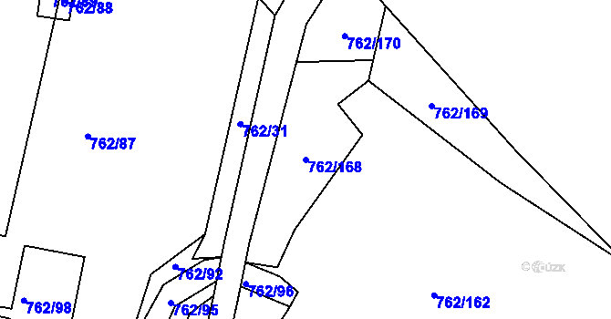Parcela st. 762/168 v KÚ Horní Planá, Katastrální mapa