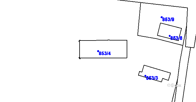 Parcela st. 853/4 v KÚ Horní Planá, Katastrální mapa