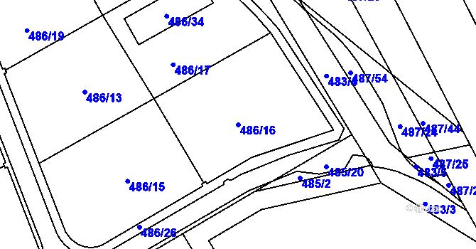 Parcela st. 486/16 v KÚ Horní Planá, Katastrální mapa