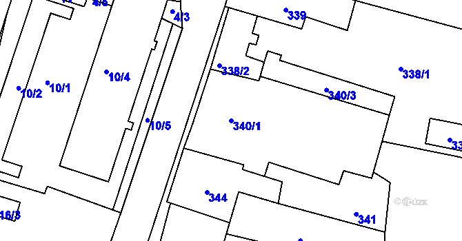 Parcela st. 340/1 v KÚ Horní Planá, Katastrální mapa