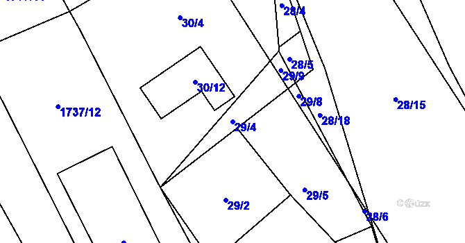 Parcela st. 29/4 v KÚ Horní Planá, Katastrální mapa