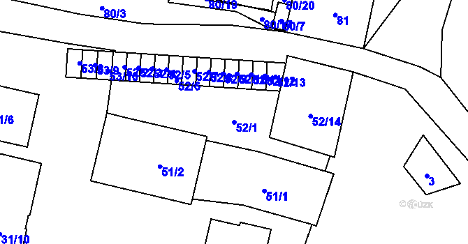 Parcela st. 52/1 v KÚ Horní Planá, Katastrální mapa