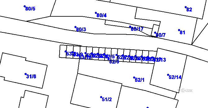 Parcela st. 52/5 v KÚ Horní Planá, Katastrální mapa