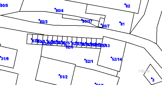 Parcela st. 52/9 v KÚ Horní Planá, Katastrální mapa