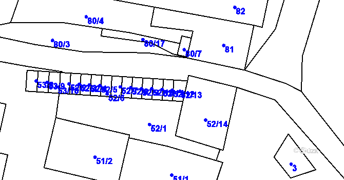 Parcela st. 52/12 v KÚ Horní Planá, Katastrální mapa