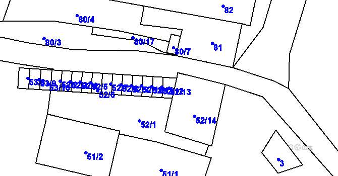 Parcela st. 52/13 v KÚ Horní Planá, Katastrální mapa