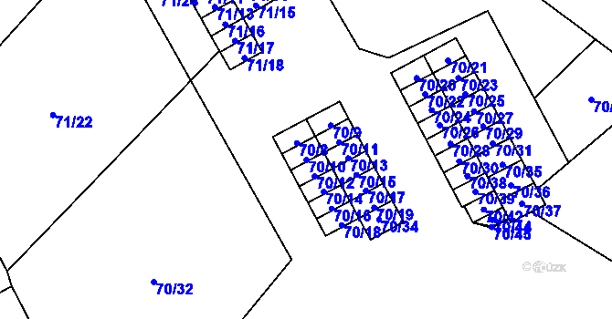 Parcela st. 70/10 v KÚ Horní Planá, Katastrální mapa