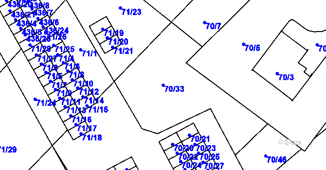 Parcela st. 70/33 v KÚ Horní Planá, Katastrální mapa