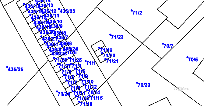 Parcela st. 71/20 v KÚ Horní Planá, Katastrální mapa