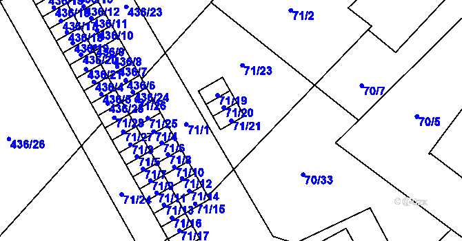 Parcela st. 71/21 v KÚ Horní Planá, Katastrální mapa