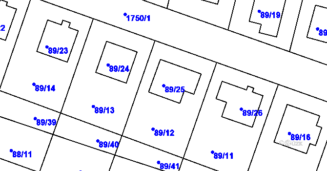 Parcela st. 89/25 v KÚ Horní Planá, Katastrální mapa