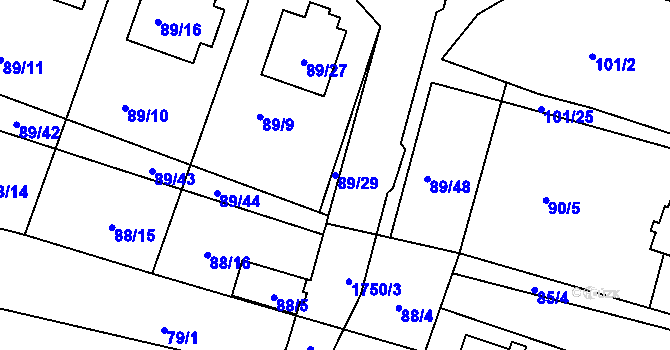 Parcela st. 89/29 v KÚ Horní Planá, Katastrální mapa