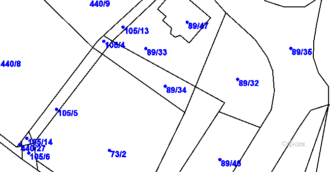Parcela st. 89/34 v KÚ Horní Planá, Katastrální mapa