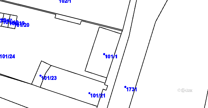 Parcela st. 101/1 v KÚ Horní Planá, Katastrální mapa