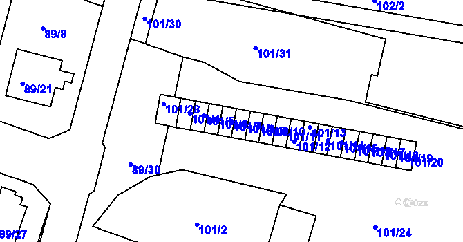 Parcela st. 101/7 v KÚ Horní Planá, Katastrální mapa