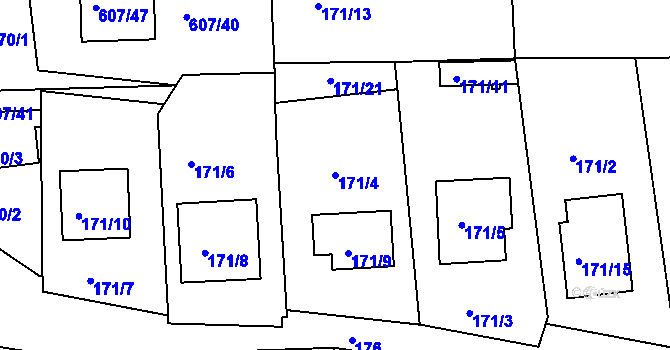 Parcela st. 171/4 v KÚ Horní Planá, Katastrální mapa