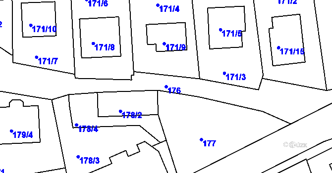 Parcela st. 176 v KÚ Horní Planá, Katastrální mapa
