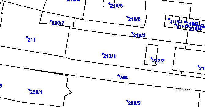 Parcela st. 212/1 v KÚ Horní Planá, Katastrální mapa