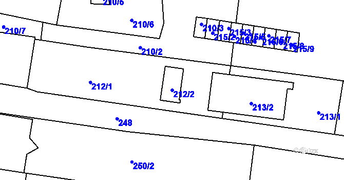 Parcela st. 212/2 v KÚ Horní Planá, Katastrální mapa