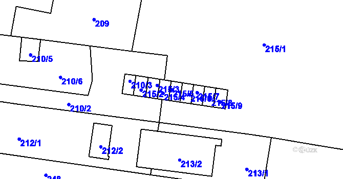 Parcela st. 215/5 v KÚ Horní Planá, Katastrální mapa