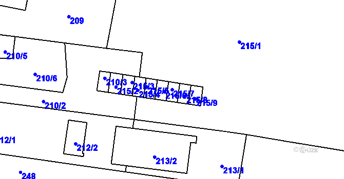 Parcela st. 215/7 v KÚ Horní Planá, Katastrální mapa