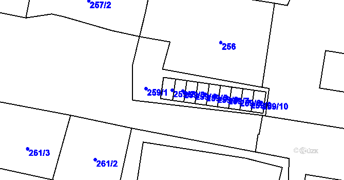 Parcela st. 259/2 v KÚ Horní Planá, Katastrální mapa