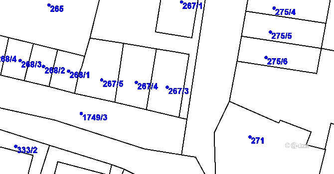 Parcela st. 267/3 v KÚ Horní Planá, Katastrální mapa