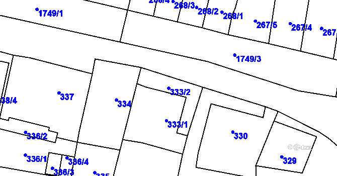 Parcela st. 333/2 v KÚ Horní Planá, Katastrální mapa