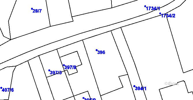 Parcela st. 396 v KÚ Horní Planá, Katastrální mapa