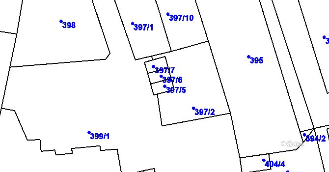 Parcela st. 397/5 v KÚ Horní Planá, Katastrální mapa