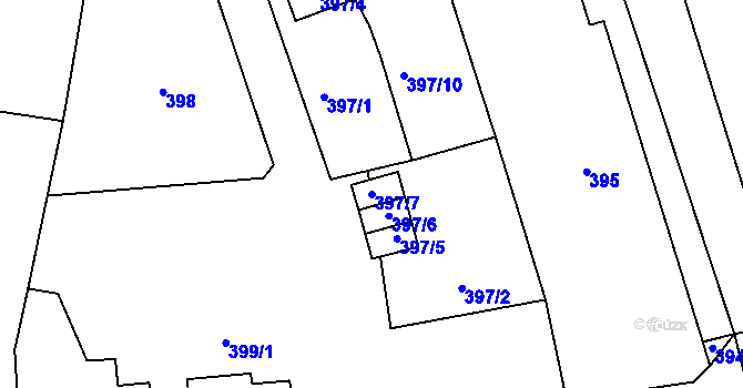 Parcela st. 397/7 v KÚ Horní Planá, Katastrální mapa