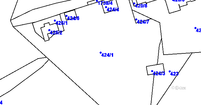 Parcela st. 424/1 v KÚ Horní Planá, Katastrální mapa