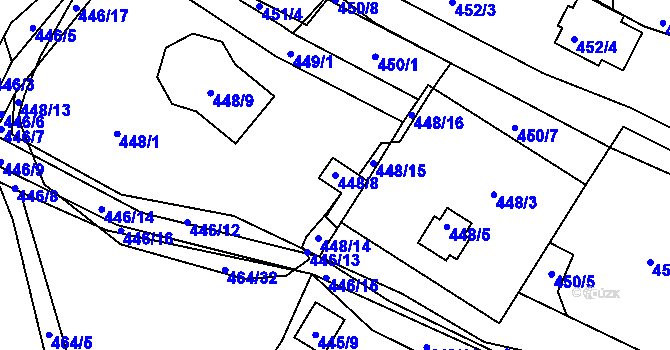 Parcela st. 448/8 v KÚ Horní Planá, Katastrální mapa