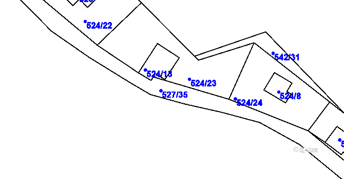Parcela st. 524/14 v KÚ Horní Planá, Katastrální mapa