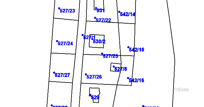 Parcela st. 527/25 v KÚ Horní Planá, Katastrální mapa