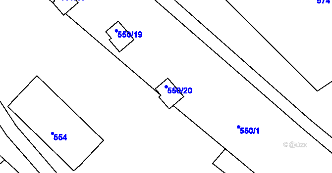 Parcela st. 550/20 v KÚ Horní Planá, Katastrální mapa