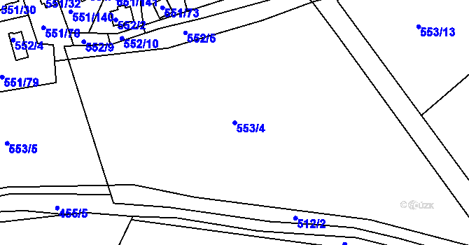 Parcela st. 553/4 v KÚ Horní Planá, Katastrální mapa