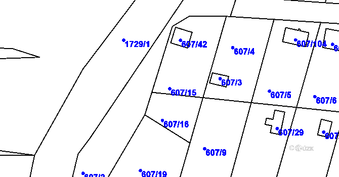 Parcela st. 607/15 v KÚ Horní Planá, Katastrální mapa