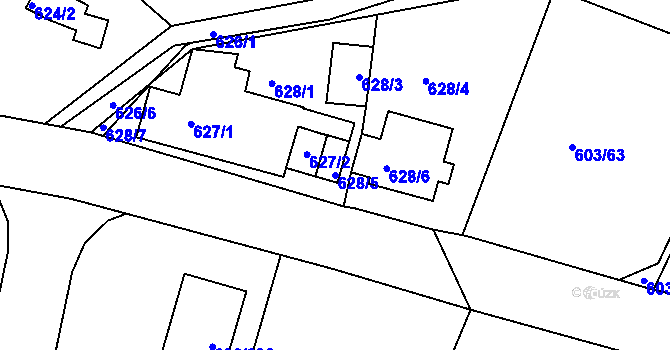 Parcela st. 628/5 v KÚ Horní Planá, Katastrální mapa
