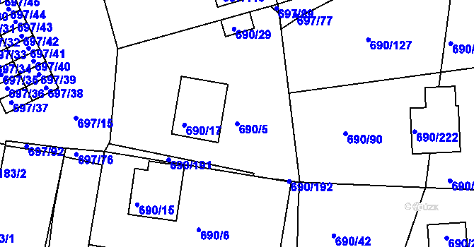 Parcela st. 690/5 v KÚ Horní Planá, Katastrální mapa