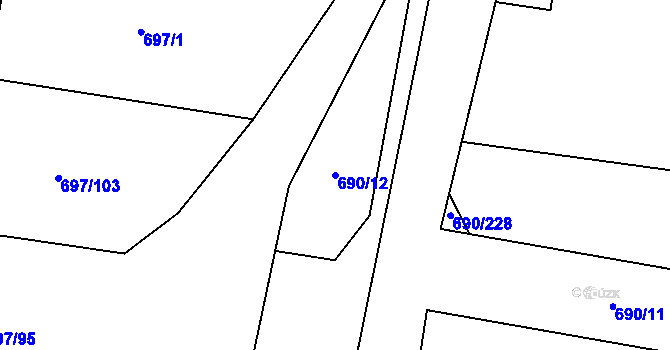 Parcela st. 690/12 v KÚ Horní Planá, Katastrální mapa