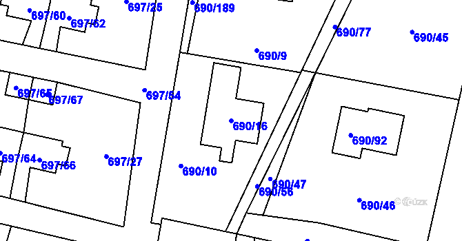 Parcela st. 690/16 v KÚ Horní Planá, Katastrální mapa