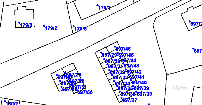 Parcela st. 697/29 v KÚ Horní Planá, Katastrální mapa