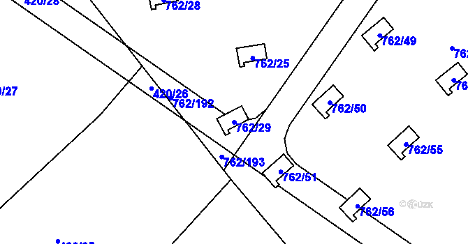 Parcela st. 762/29 v KÚ Horní Planá, Katastrální mapa