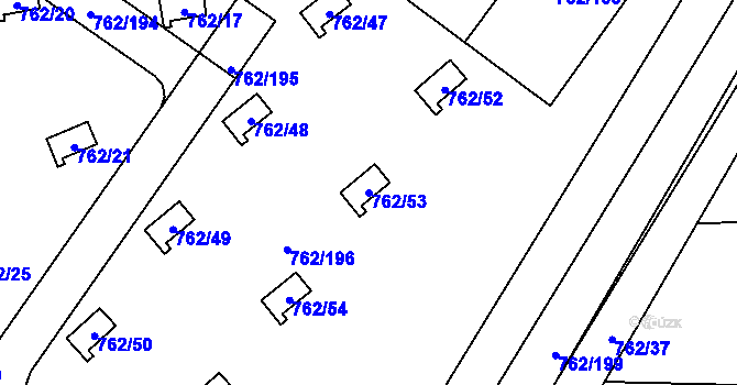 Parcela st. 762/53 v KÚ Horní Planá, Katastrální mapa