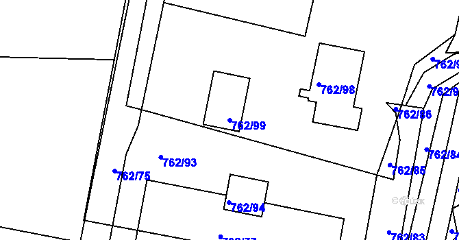 Parcela st. 762/99 v KÚ Horní Planá, Katastrální mapa